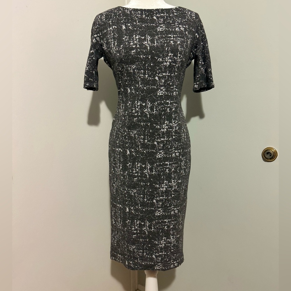 Maggy London Woman’s Midi Dress,Grey and White Abstract Print,Size 6 - Picture 5 of 7